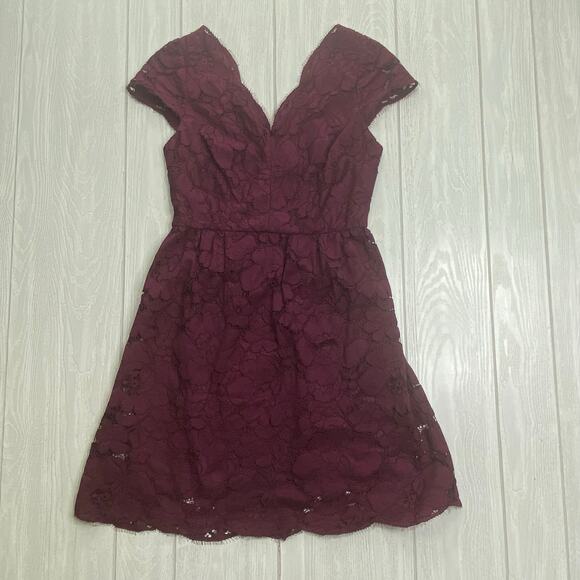 Wendy Bird Women's Eggplant Purple Lace Unrivaled Refinement Cocktail Dress Sz 8 - Picture 2 of 10